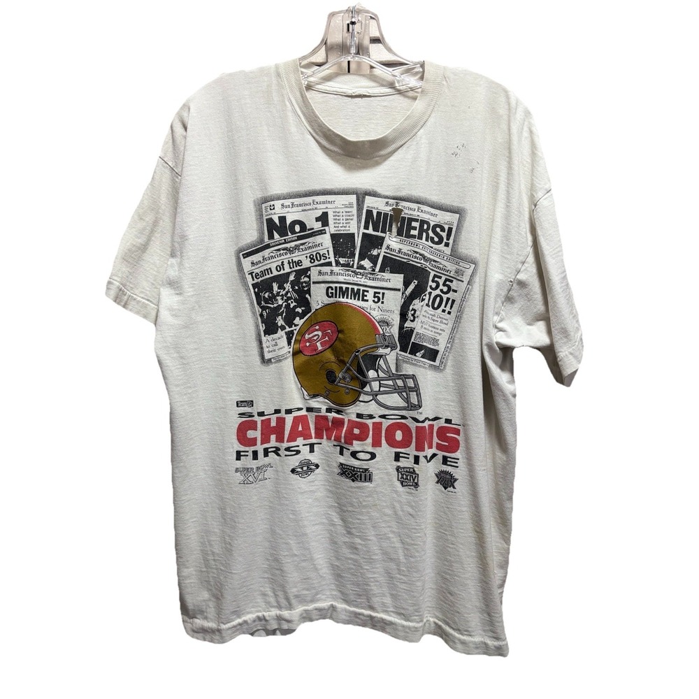 Vintage‎ San Francisco 49ers Super Bowl Champs T-Shirt Sz L/XL Single Stitch NFL